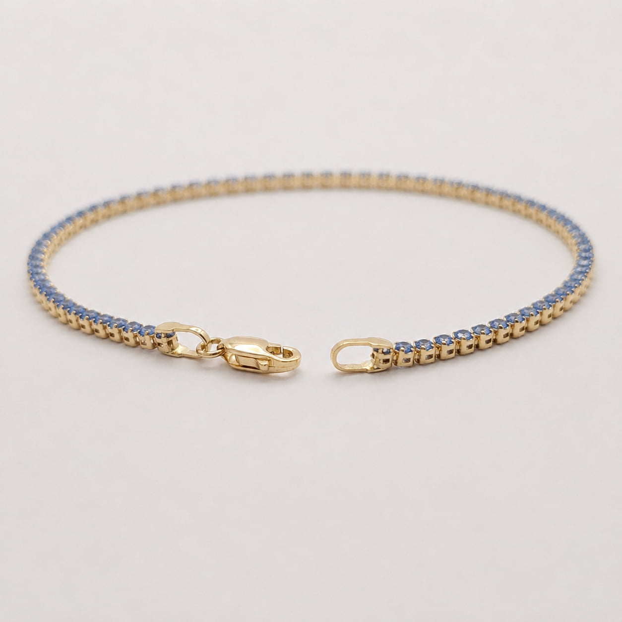 14K Sárgaarany Kék Cirkóniás Tenisz Karkötő