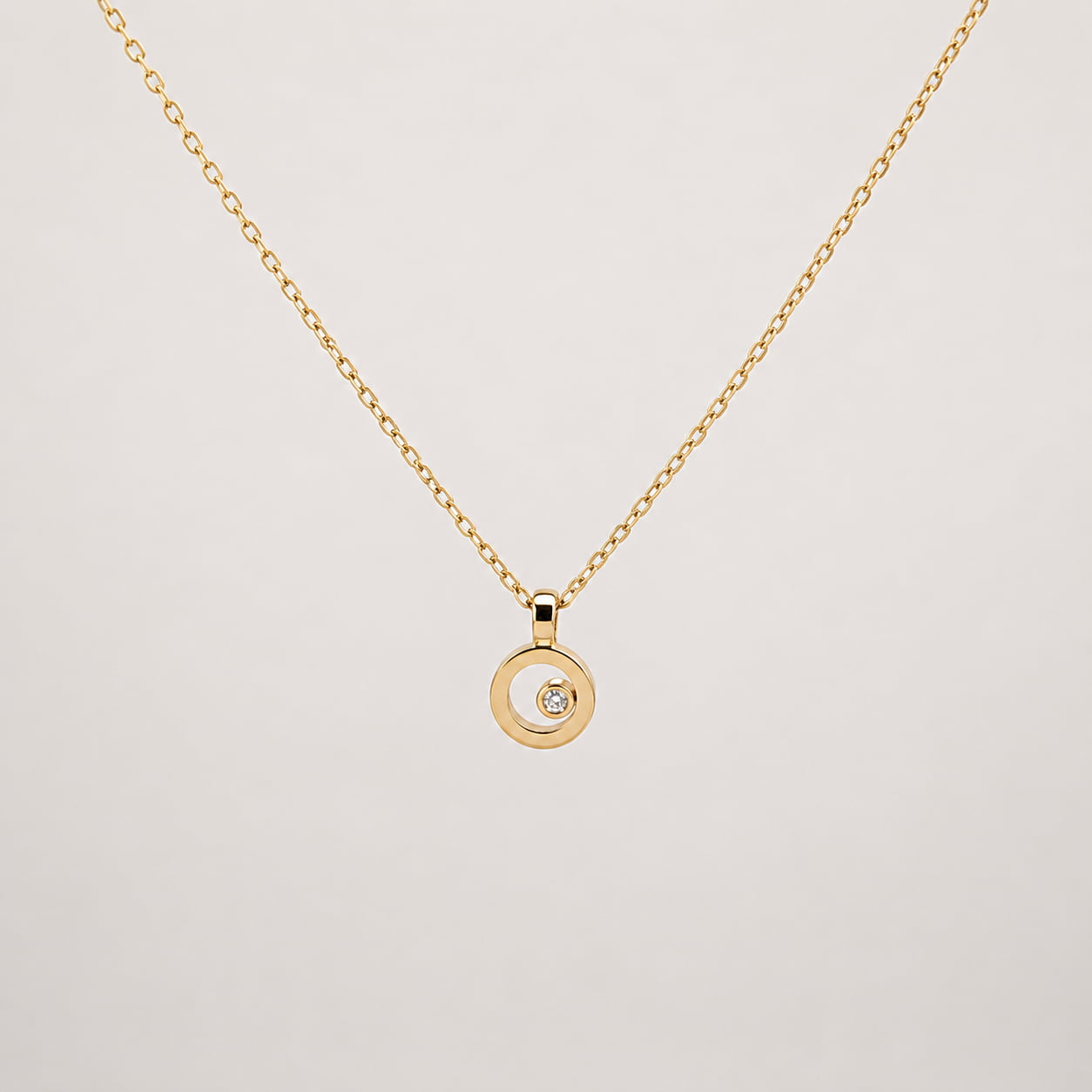 14K Sárgaarany Minimalista Kör Medálos Nyaklánc